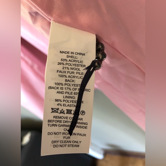 KATE SPADE •Rare• Faux Fur Trim Coat Tulip Pink Coat Jacket Size 2 - Picture 10 of 11
